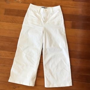 J. Crew Point Sur high waist wide leg white denim pants
